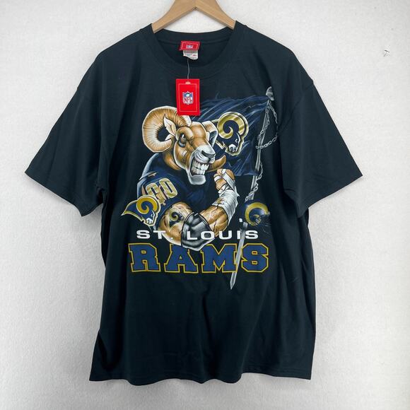 ST. LOUIS RAMS Shirt Mens XL NFL Football LOS ANGELS RAMS Missouri Black NEW - Picture 1 of 13